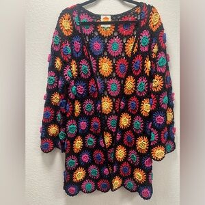 Farm Rio multicolored limited edition crochet cardigan